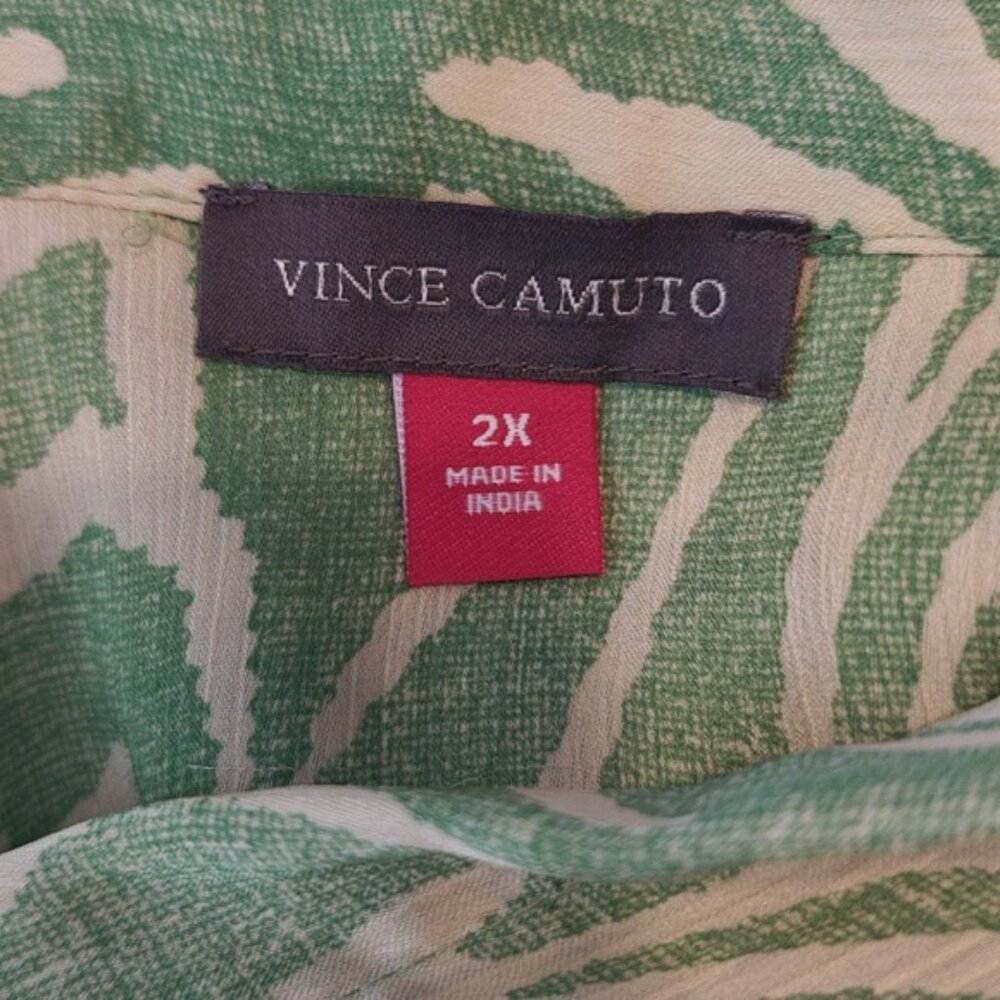 Vince Camuto 2X Button Down Shirt Wild Zebra Print Satin - Picture 6 of 7